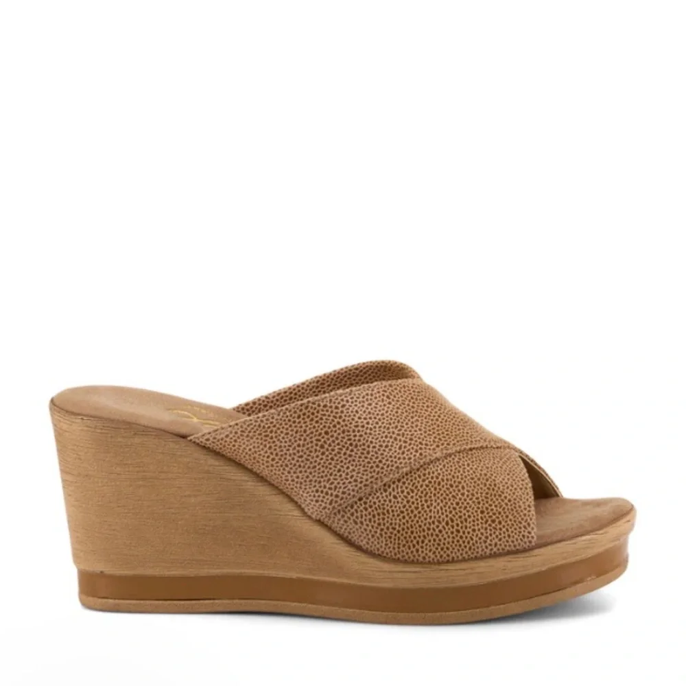 Onex Style Dianne Tan Wedge Slide Sandal‎ - Women's Casual Platform Size 6
